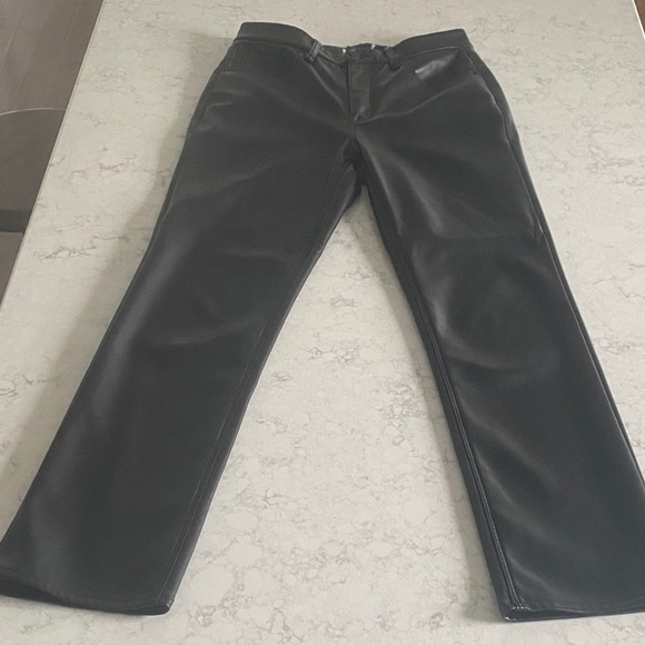 Good American Pants - Good American Black Faux Leather Straight Leg Pants